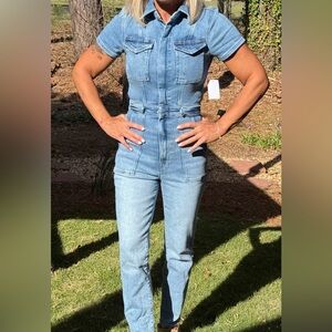 Good American Light Blue Denim Jumpsuit